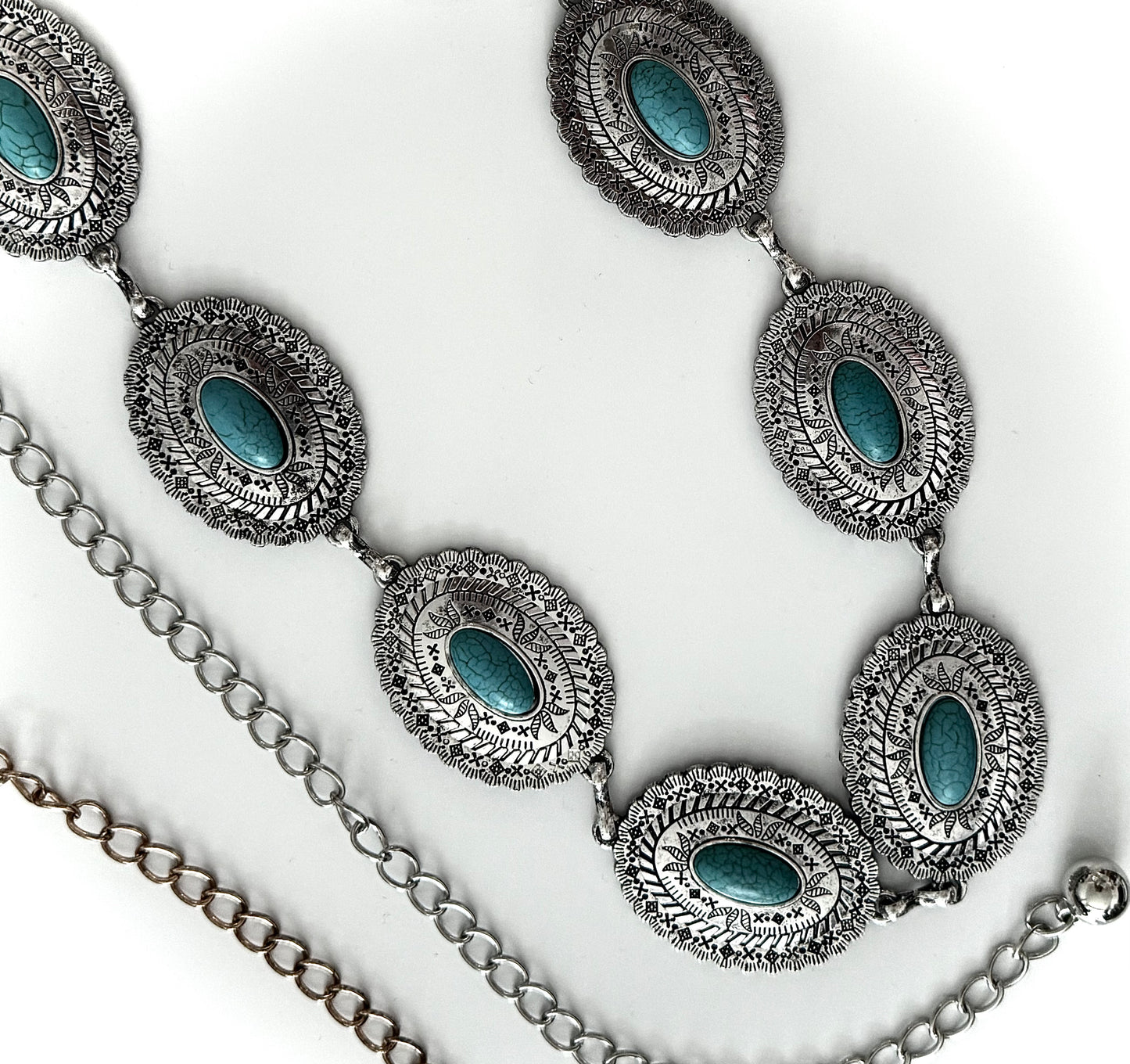 Disc Chain Belt with Stone Detail