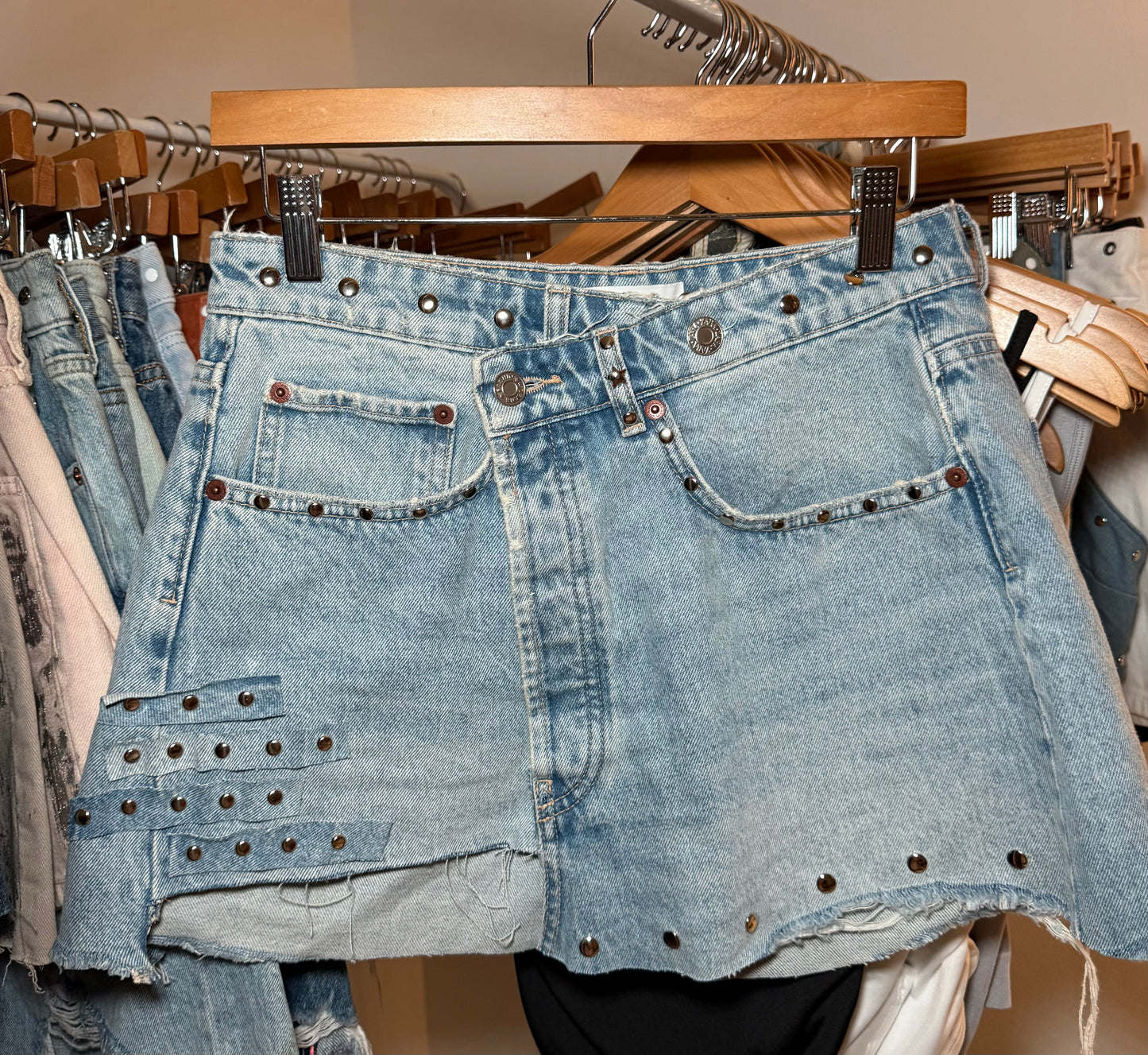 Crossed Denim Skirt