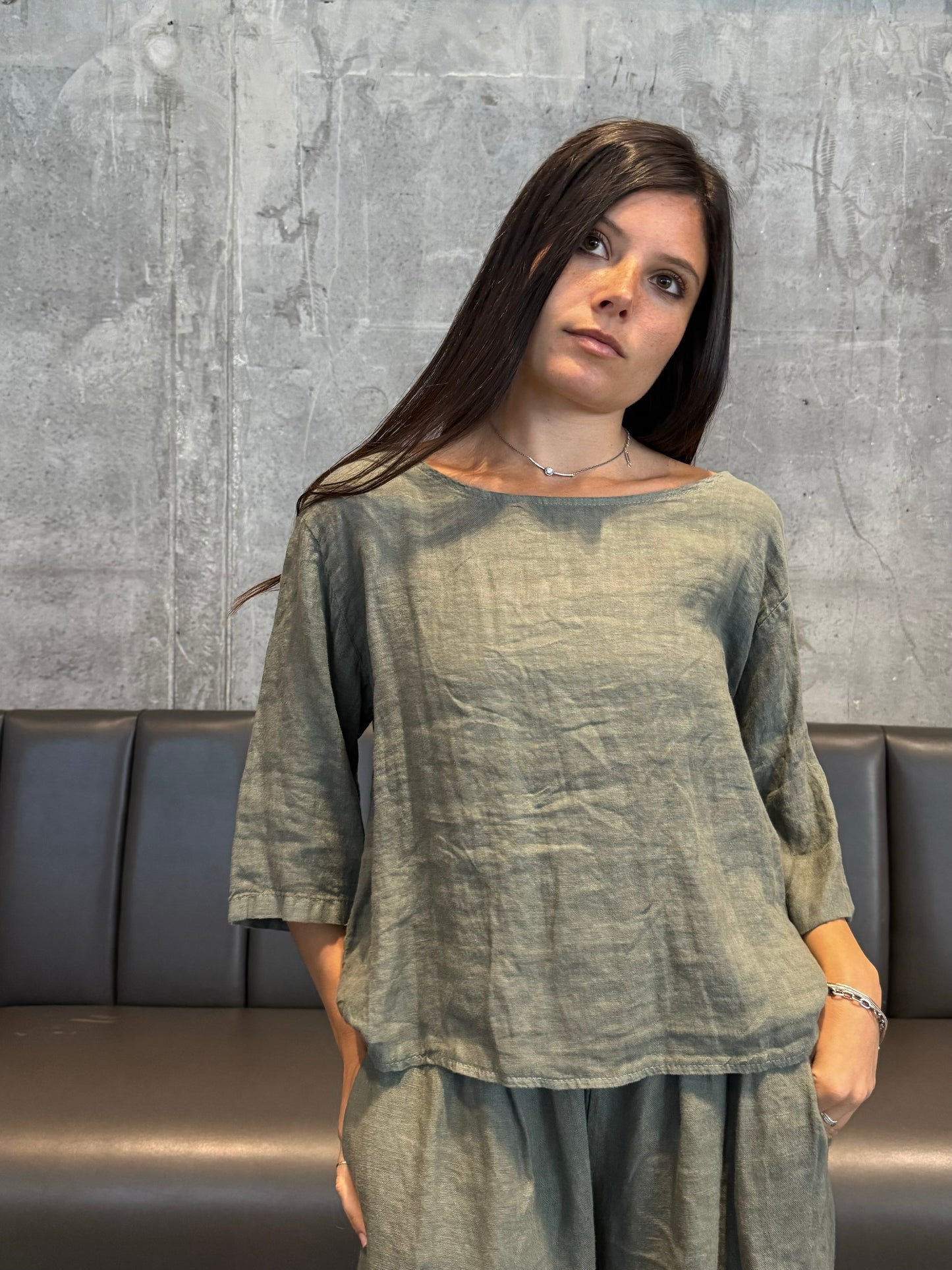 Linen Button-Back Blouse
