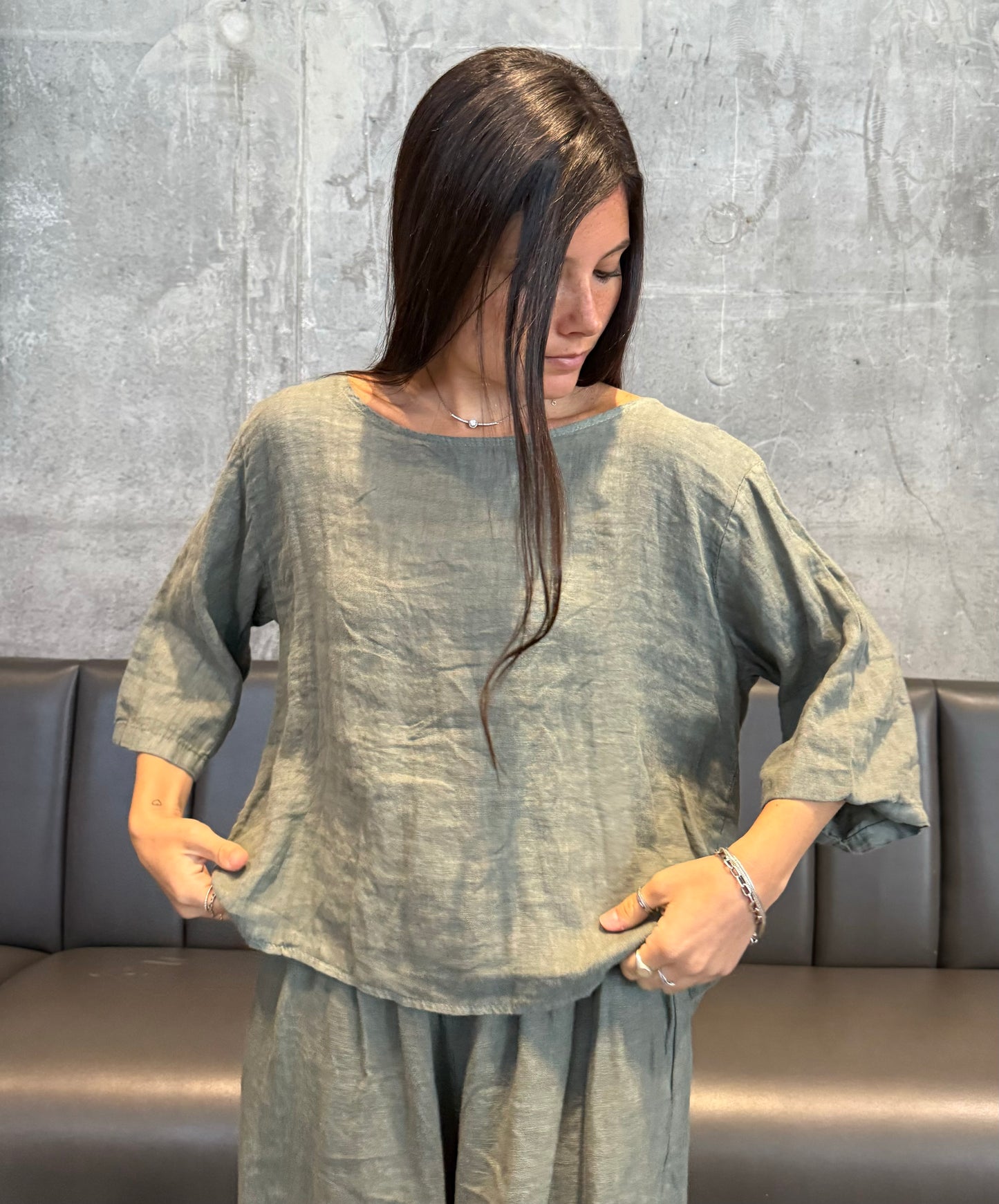 Linen Button-Back Blouse