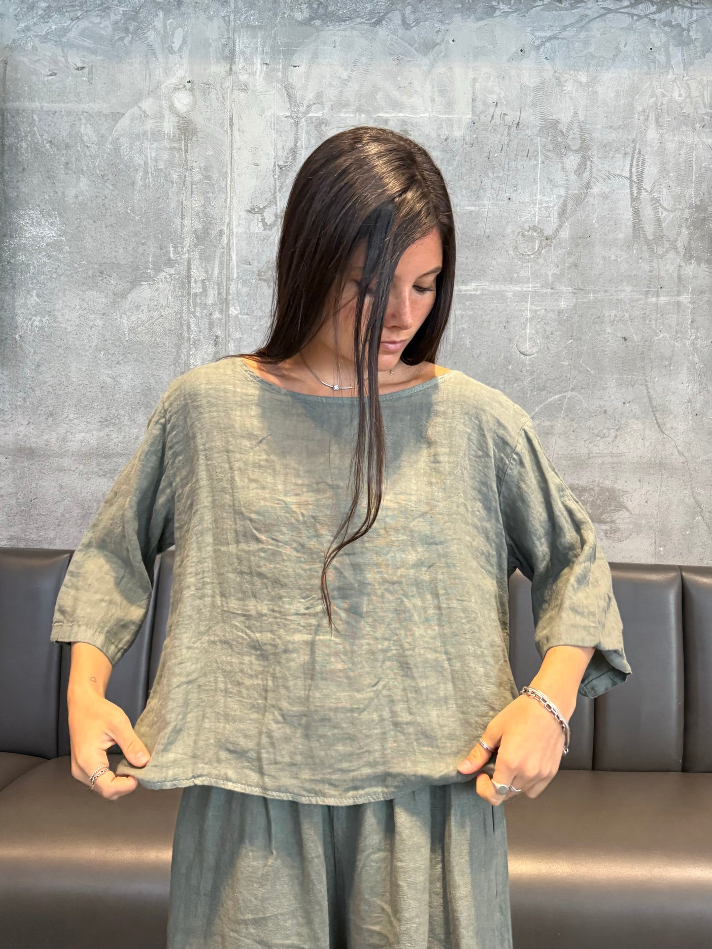 Linen Button-Back Blouse