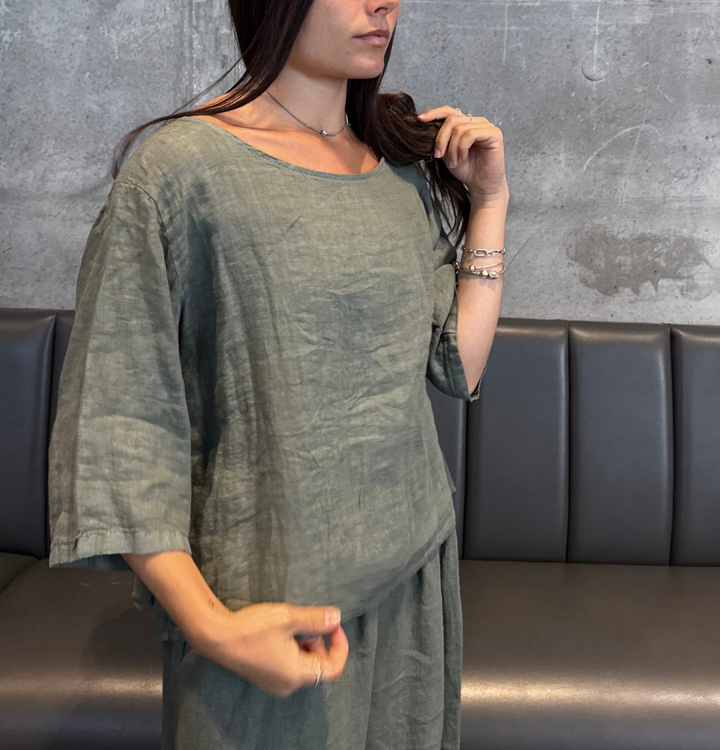 Linen Button-Back Blouse