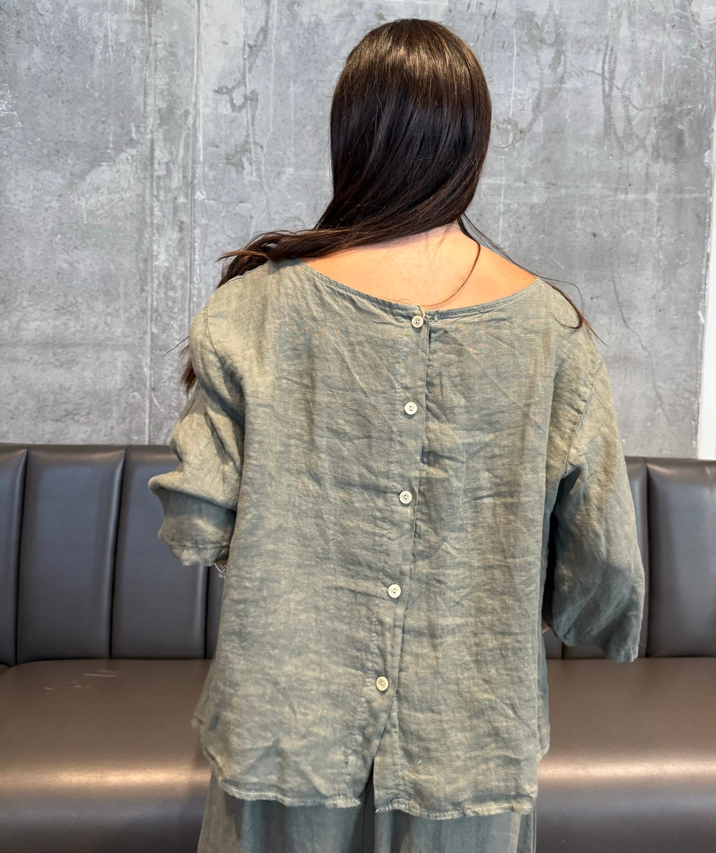 Linen Button-Back Blouse