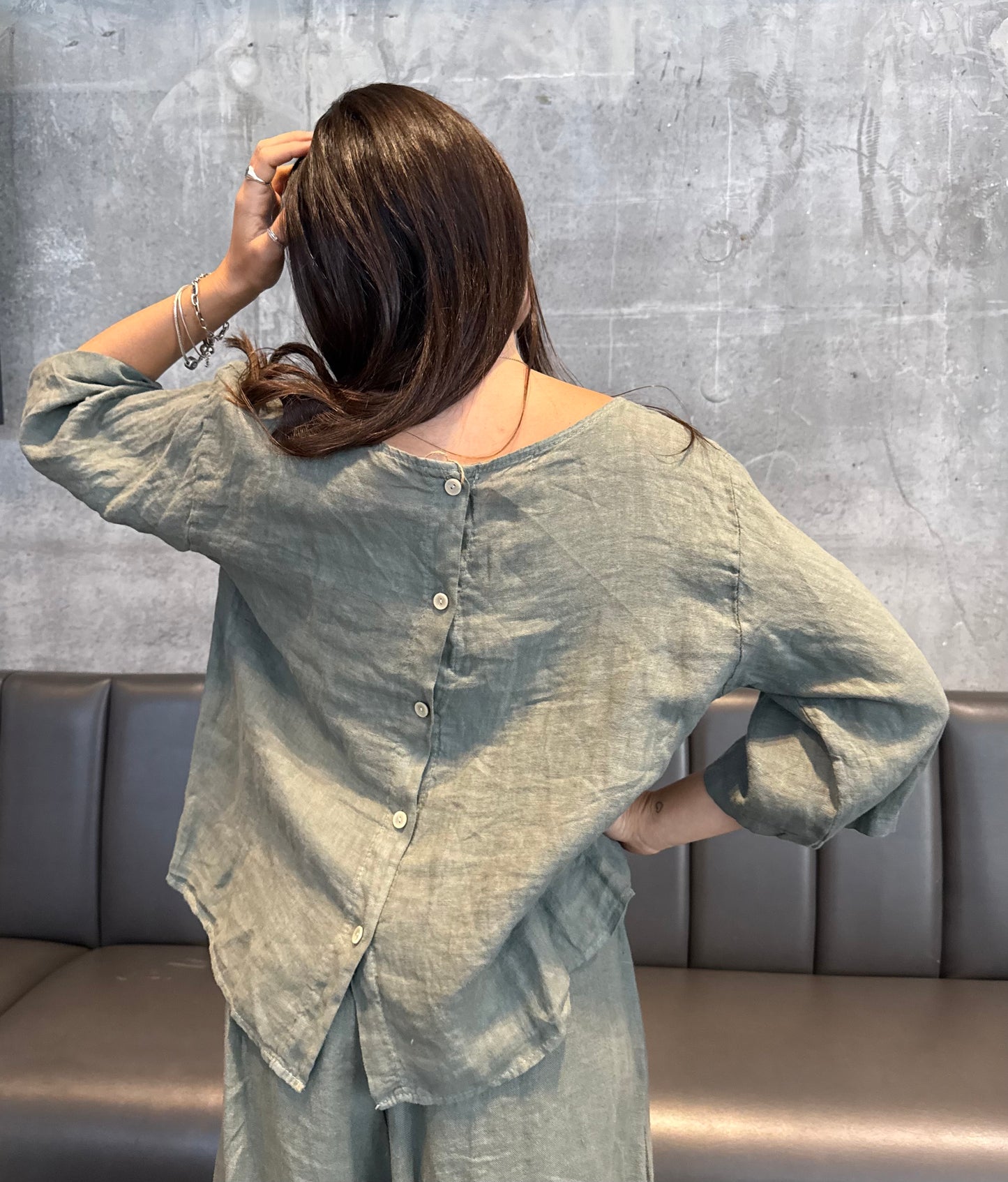 Linen Button-Back Blouse