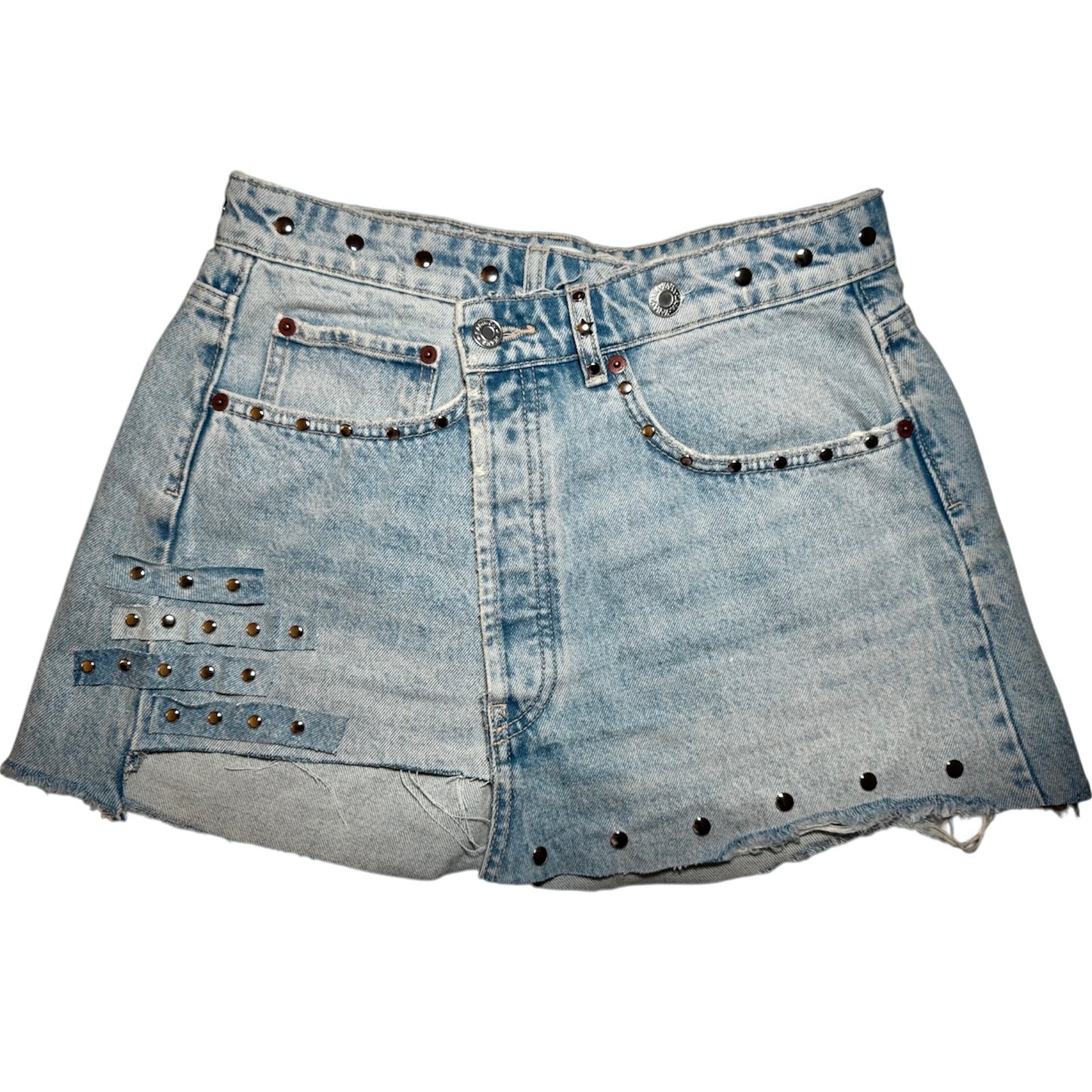Crossed Denim Skirt