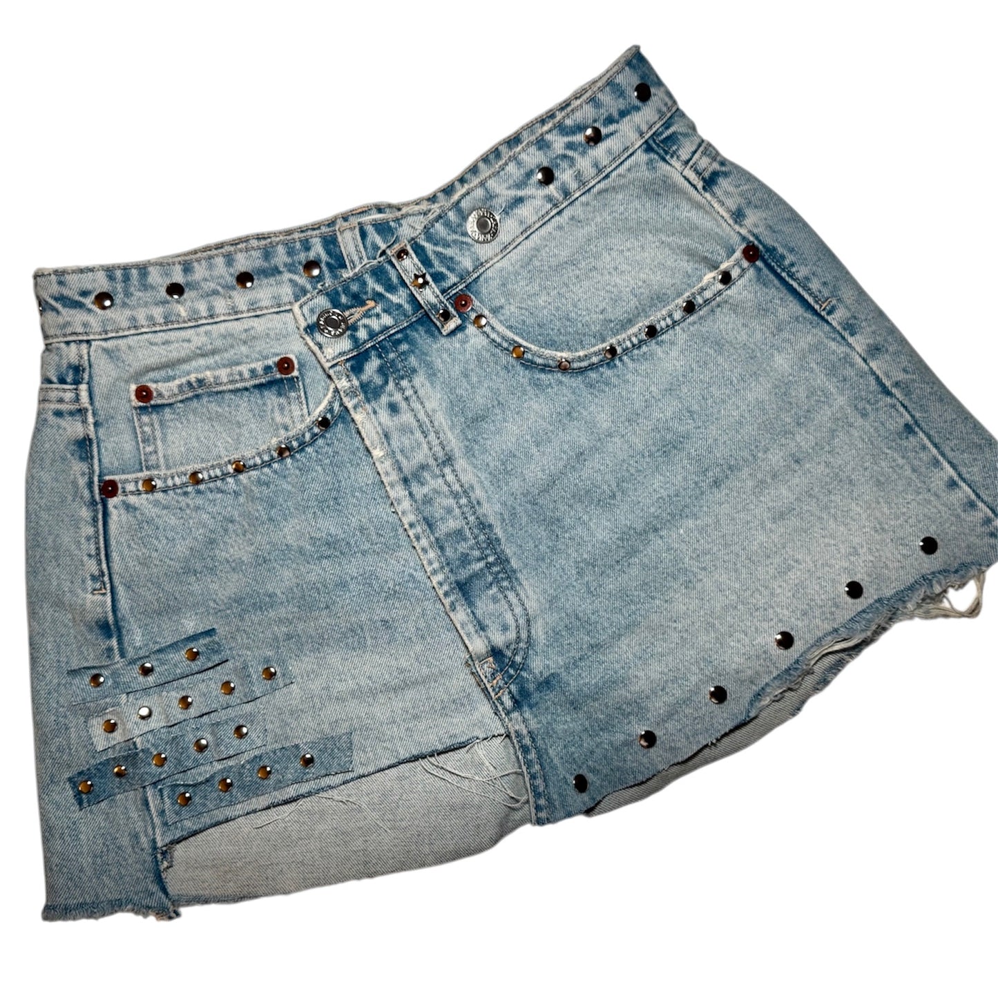 Crossed Denim Skirt