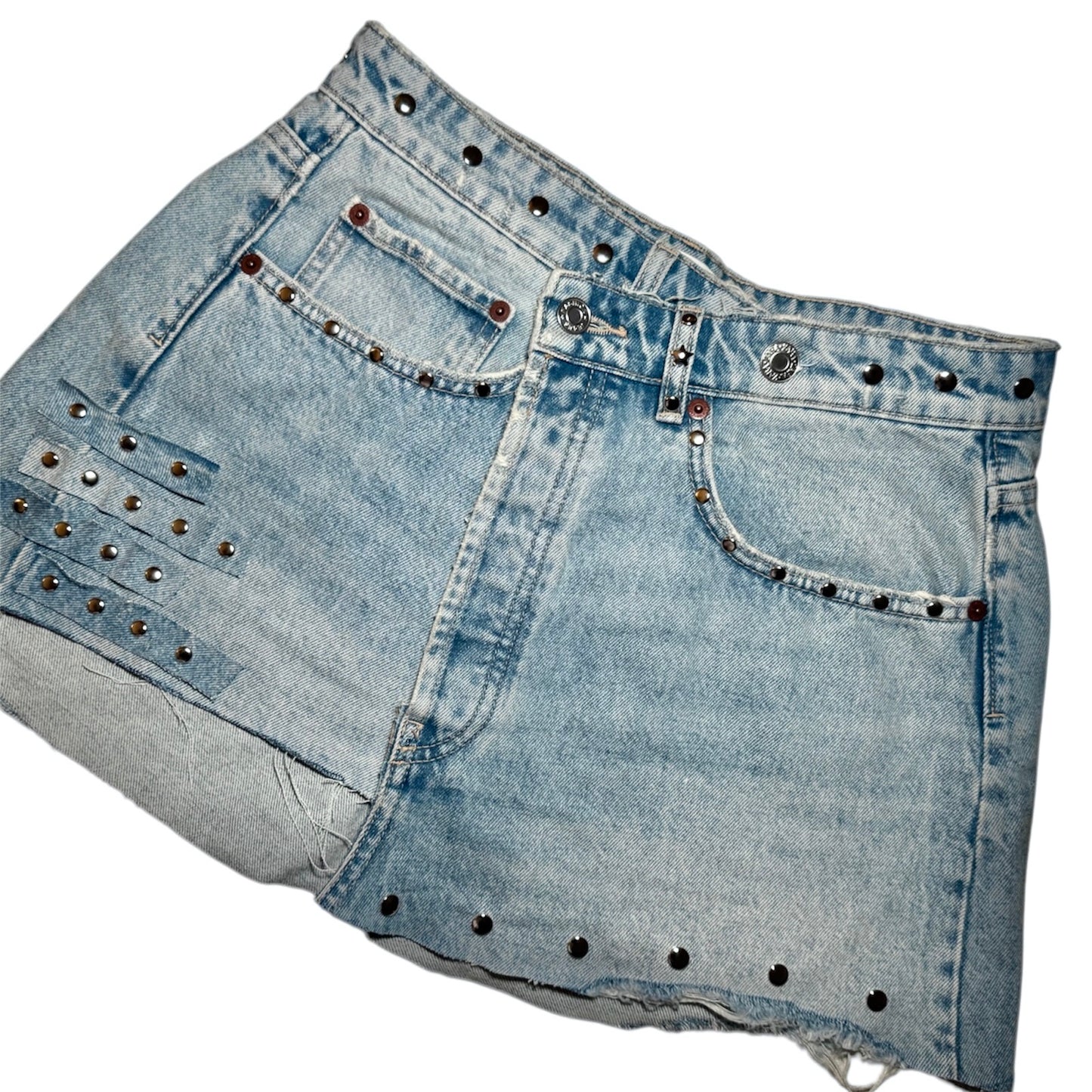 Crossed Denim Skirt