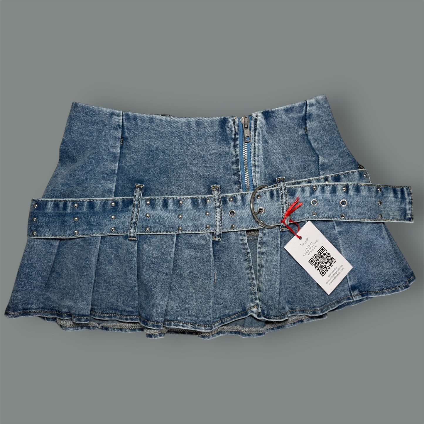Denim Mini Skirt with Belt