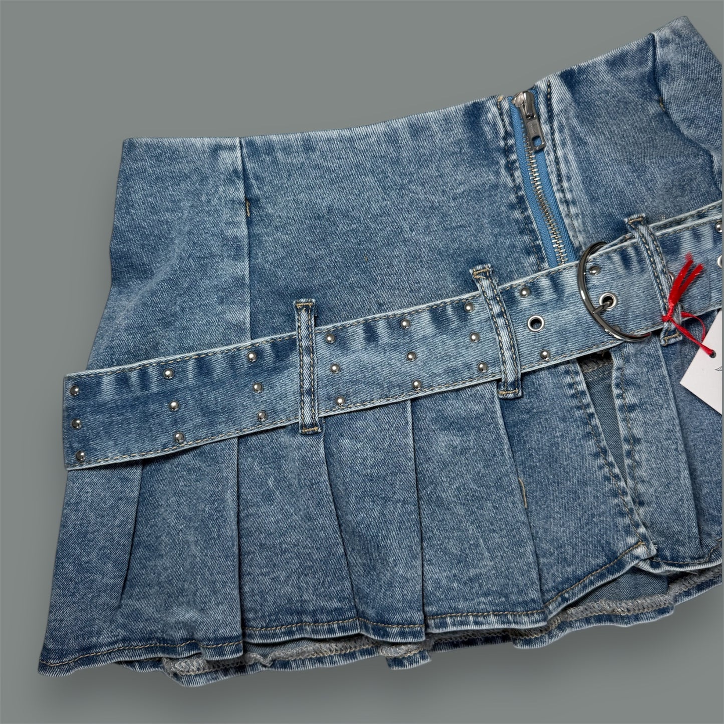 Denim Mini Skirt with Belt