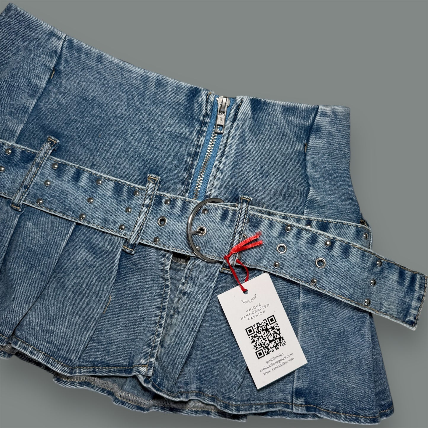 Denim Mini Skirt with Belt