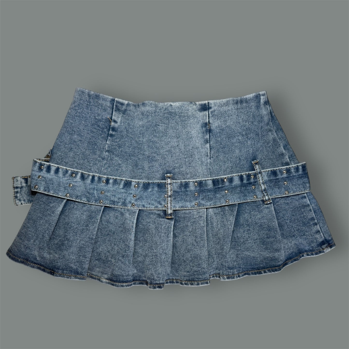 Denim Mini Skirt with Belt