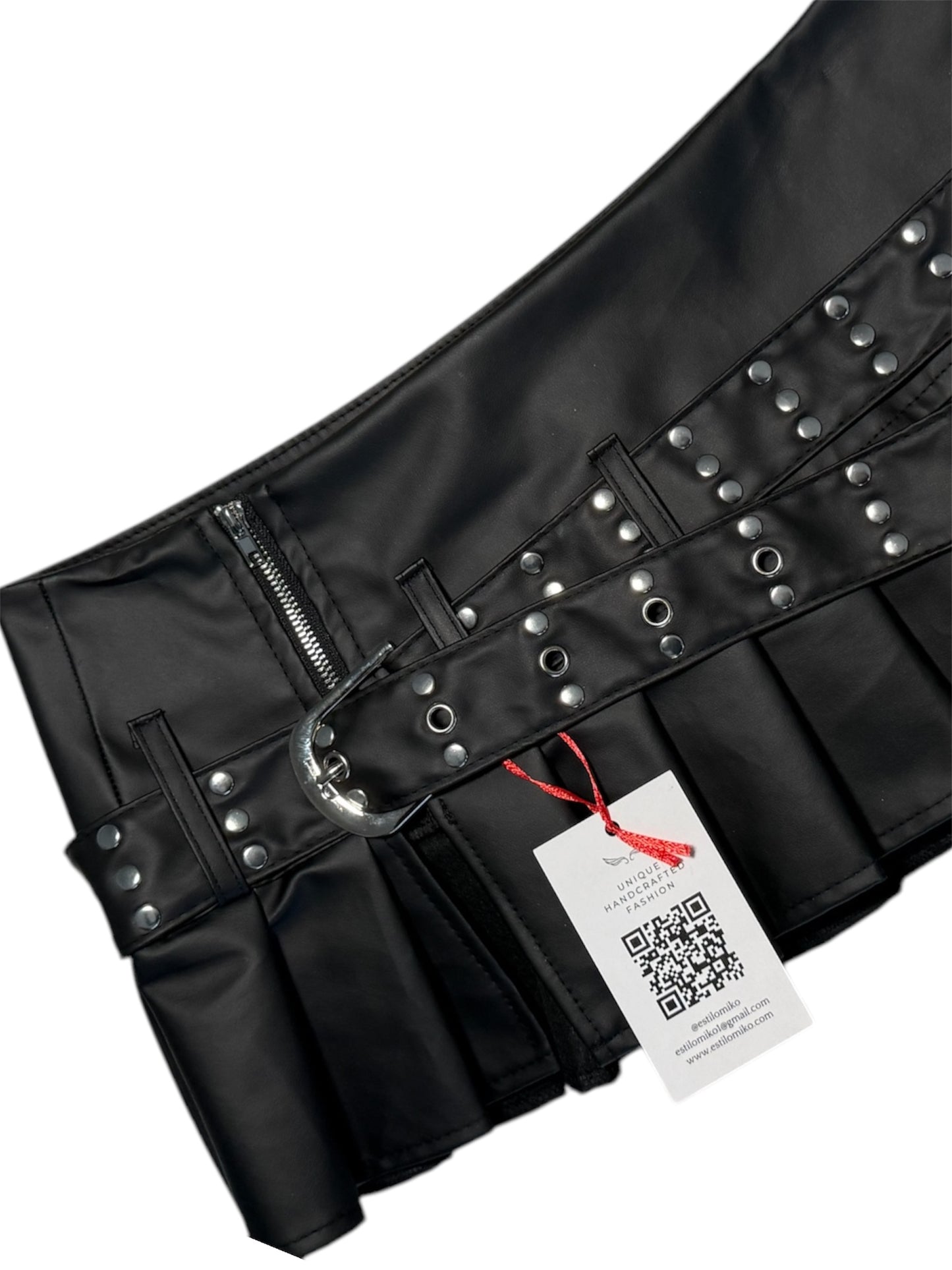 Leather Mini Skirt with Belt