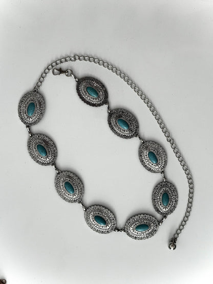 Disc Chain Belt with Stone Detail
