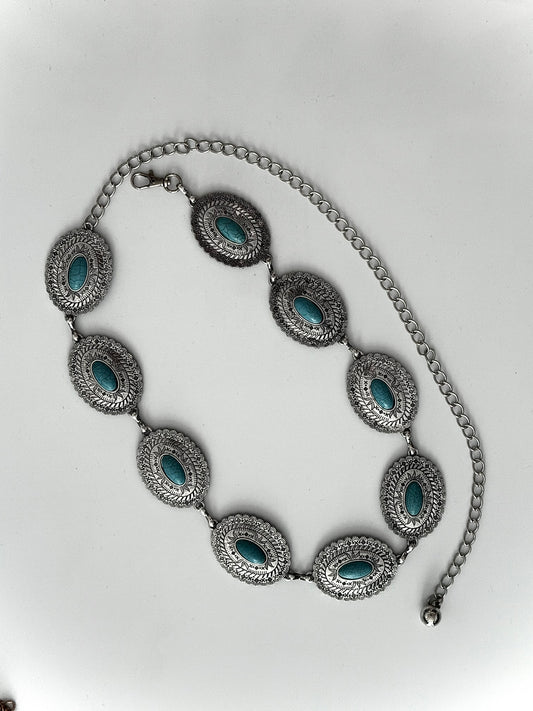 Disc Chain Belt with Stone Detail