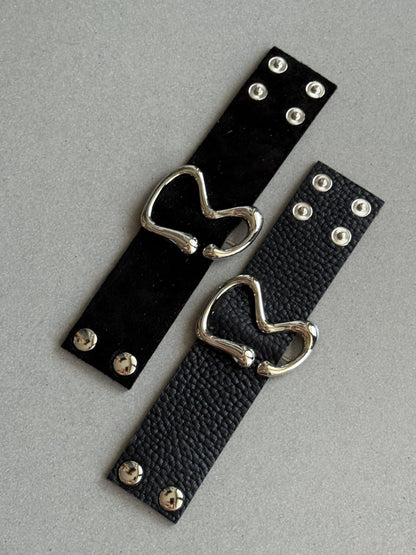 Curved Metal Leather Cuff