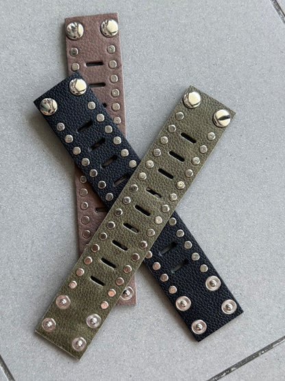 Cutout Studded Leather Cuff