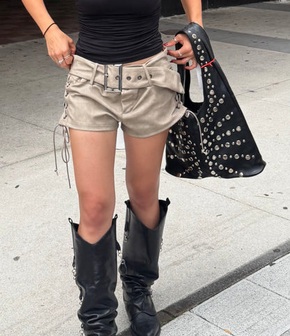 Lace Up Buckle Shorts