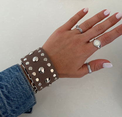 Mixed Studded Leather Cuff