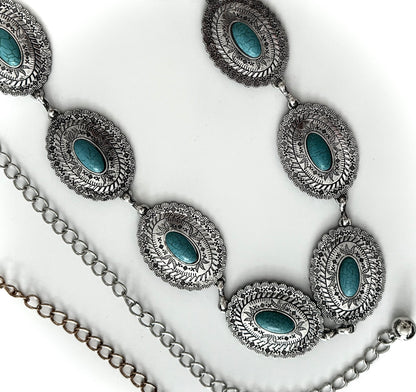 Disc Chain Belt with Stone Detail
