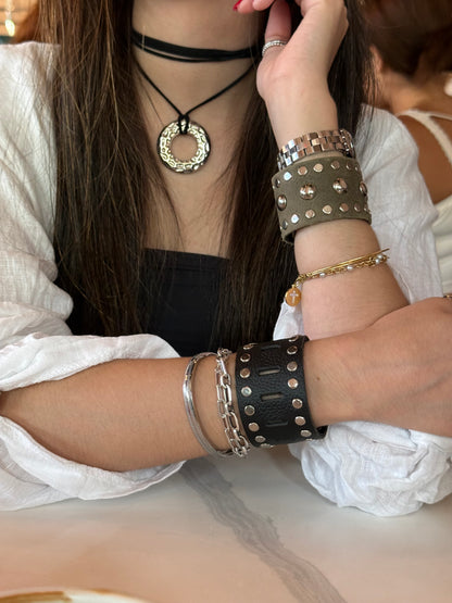 Mixed Studded Leather Cuff