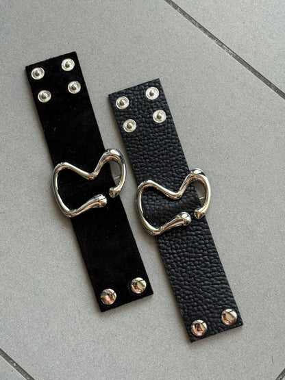 Curved Metal Leather Cuff