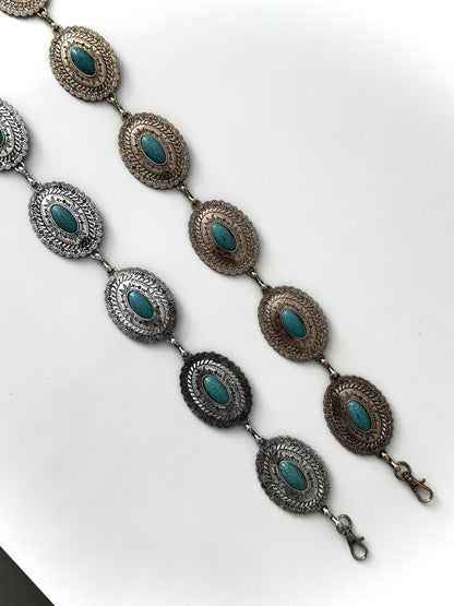 Disc Chain Belt with Stone Detail