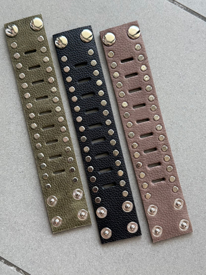 Cutout Studded Leather Cuff
