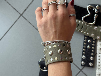 Mixed Studded Leather Cuff