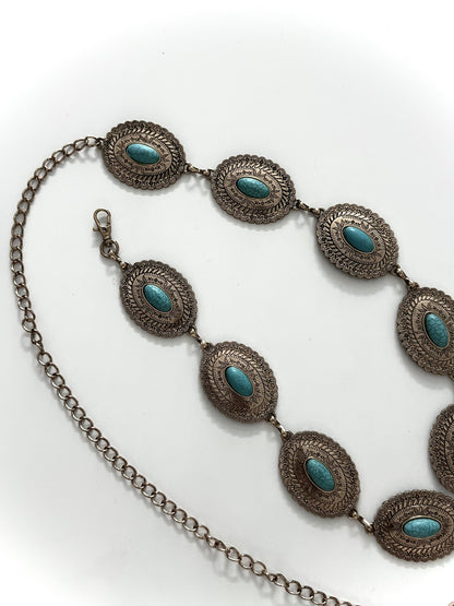 Disc Chain Belt with Stone Detail