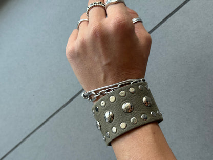 Mixed Studded Leather Cuff