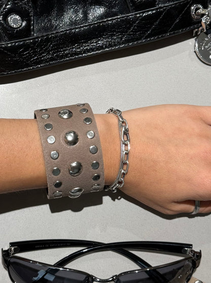 Mixed Studded Leather Cuff
