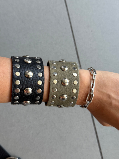 Mixed Studded Leather Cuff