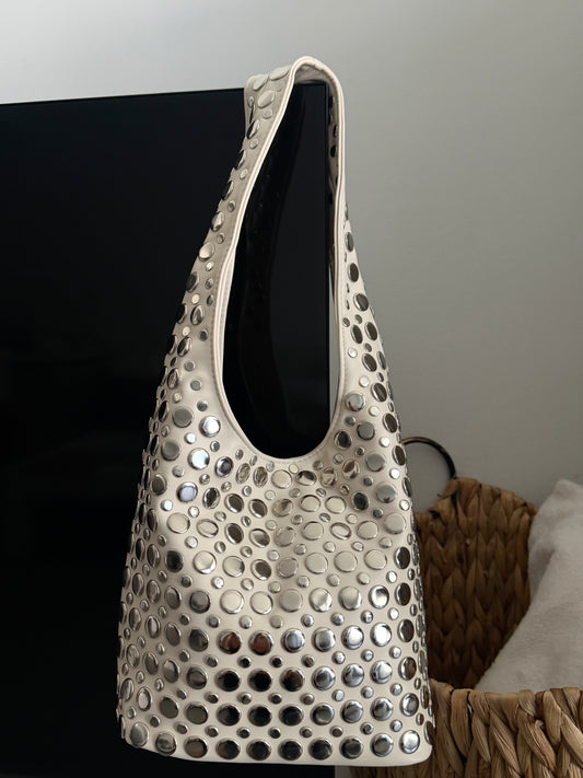 THE STUDDED SHOULDER BAG White