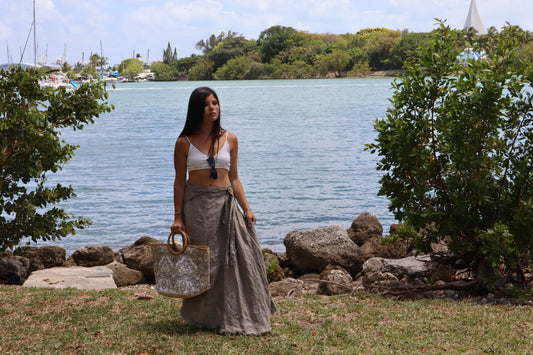 Tie Waist Linen Skirt