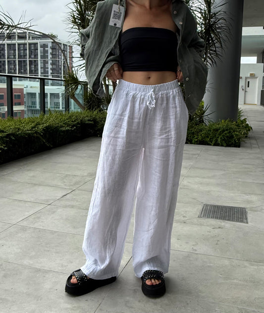 Tie-Front Linen Pants