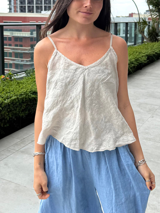 Thin-Strap Linen Top