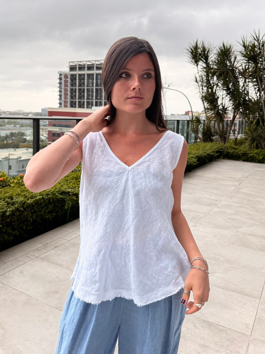 Sleeveless Linen Shirt