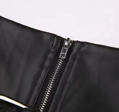 Leather Mini Skirt with Belt