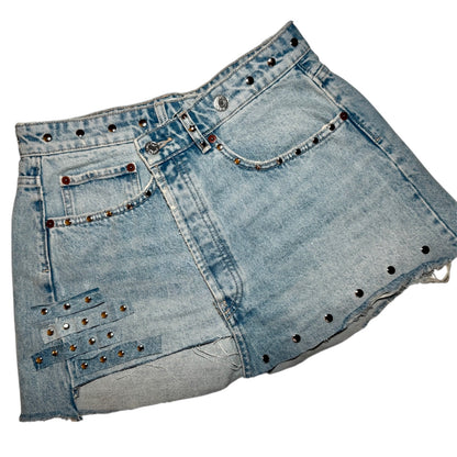 Crossed Denim Skirt