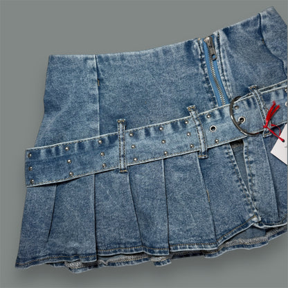 Denim Mini Skirt with Belt