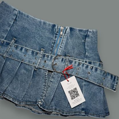 Denim Mini Skirt with Belt