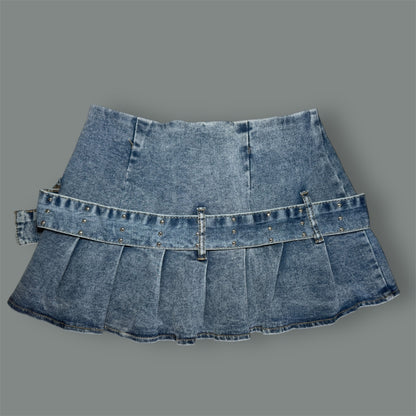 Denim Mini Skirt with Belt