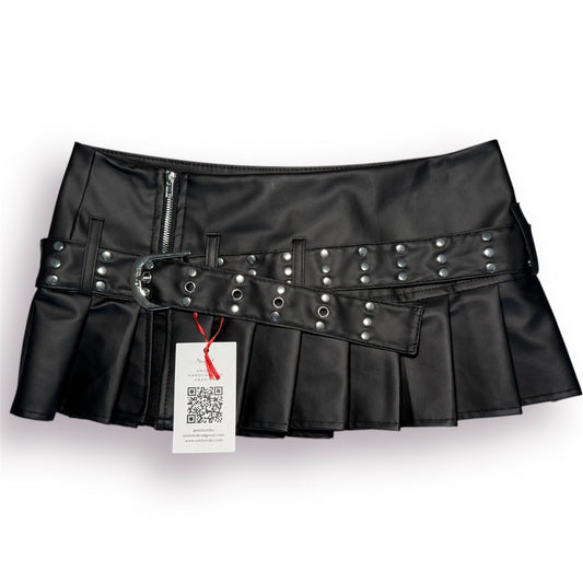 Leather Mini Skirt with Belt - Made to Order