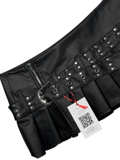 Leather Mini Skirt with Belt