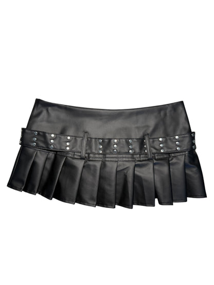 Leather Mini Skirt with Belt