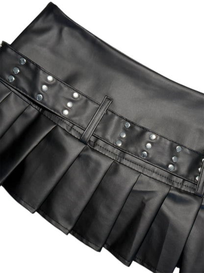 Leather Mini Skirt with Belt